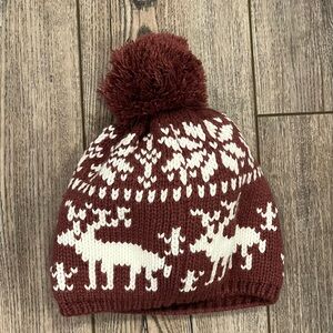 Rip Curl Bambi Beanie – Maroon & White Reindeer Knit Hat